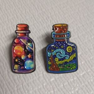 💚4/$10💚Colorful Cosmic and Starry Night Art Pins- Set of 2
